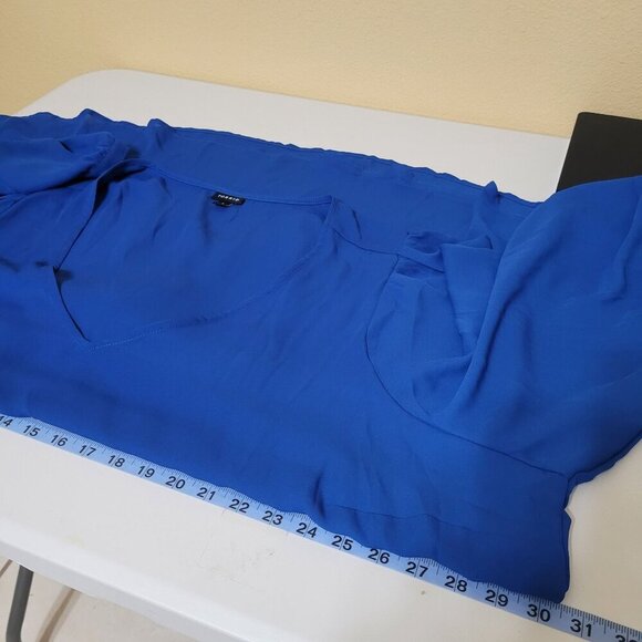 Torrid Womens Blue V-Neck Top W/ Tie Front Size 5 Office Career Executive Formal - Picture 5 of 10